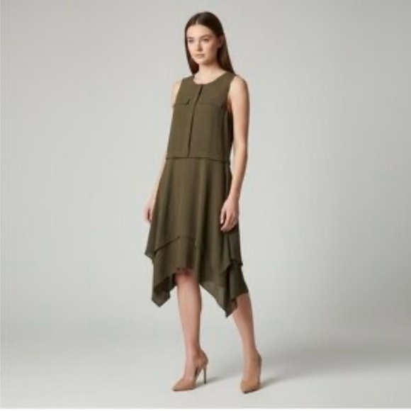 H&M Dresses & Skirts - H&M Olive Green Handkerchief Hem Sleeveless Dress